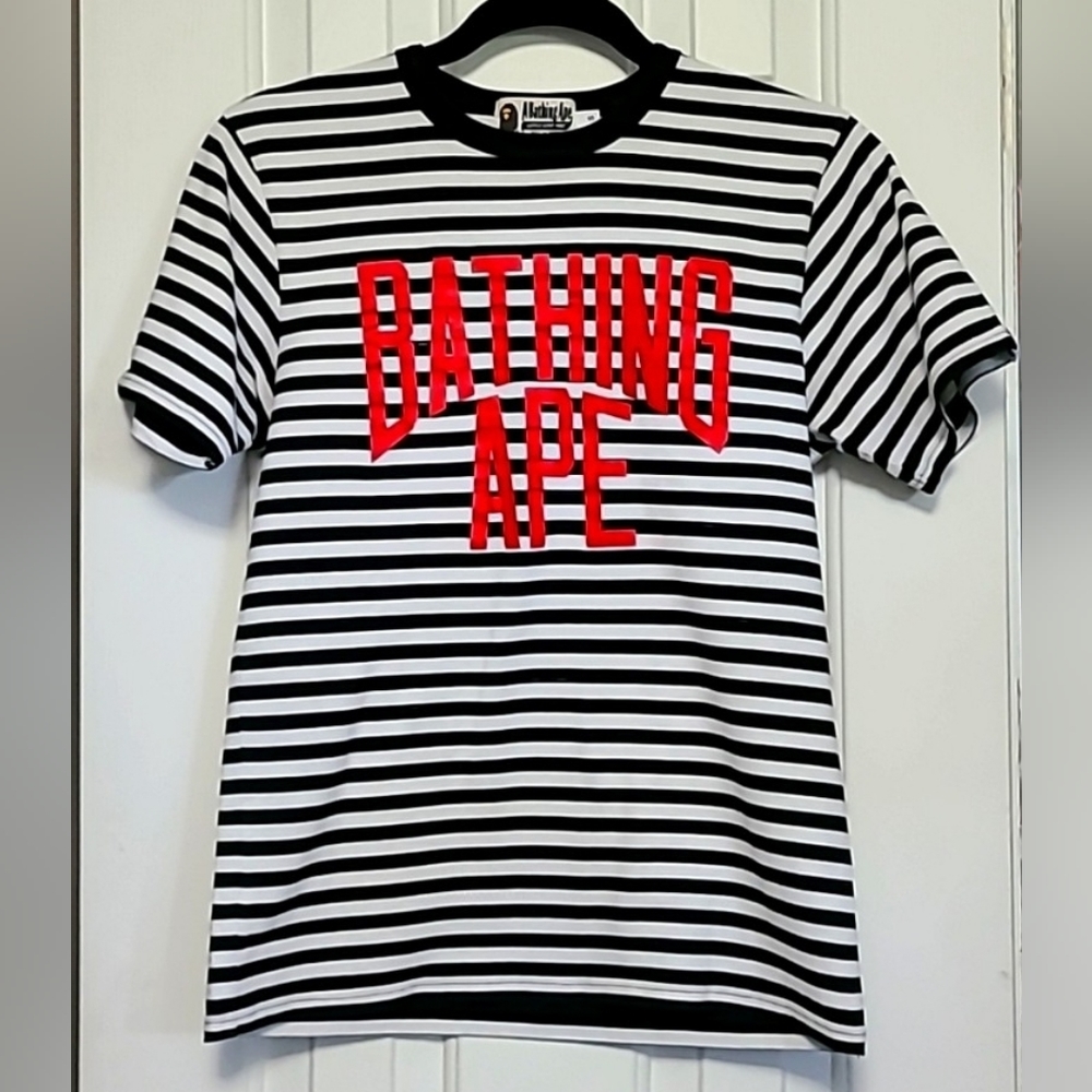 BAPE / A Bathing Ape Striped Logo (Brand) Tee